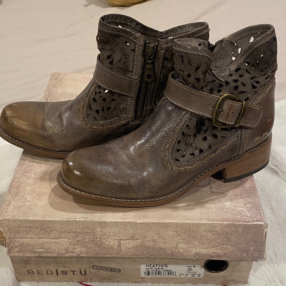 BED|STU Heather Distressed Ankle Booties